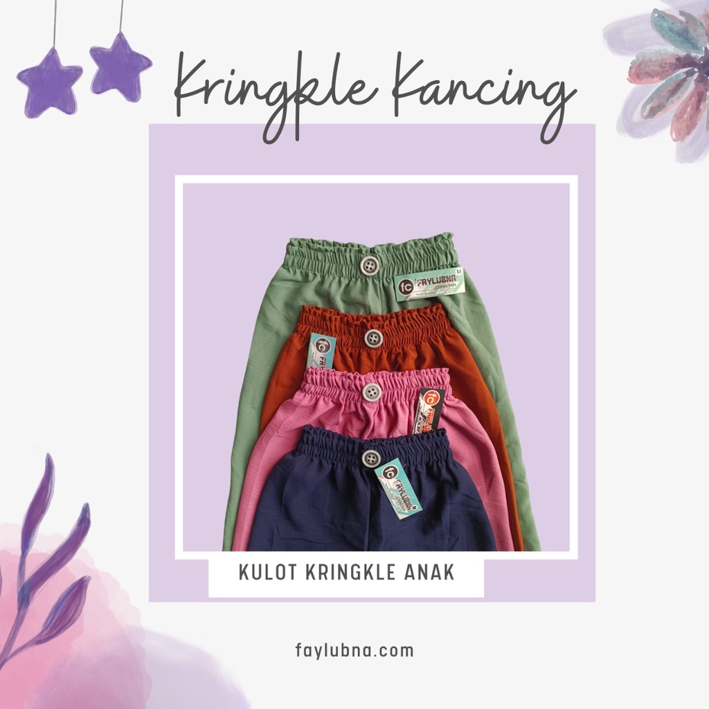 KULOT KRINGKLE KANCING ANAK 4-9 TAHUN / CELANA KULOT ANAK PEREMPUAN / KULOT ANAK KRINGKLE / KULOT ANAK TERBARU