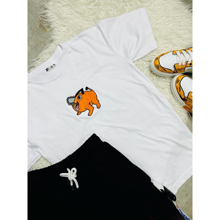 Tshirt Pochita Embroidery Anime Manga Chainsaw Man Premium Unisex