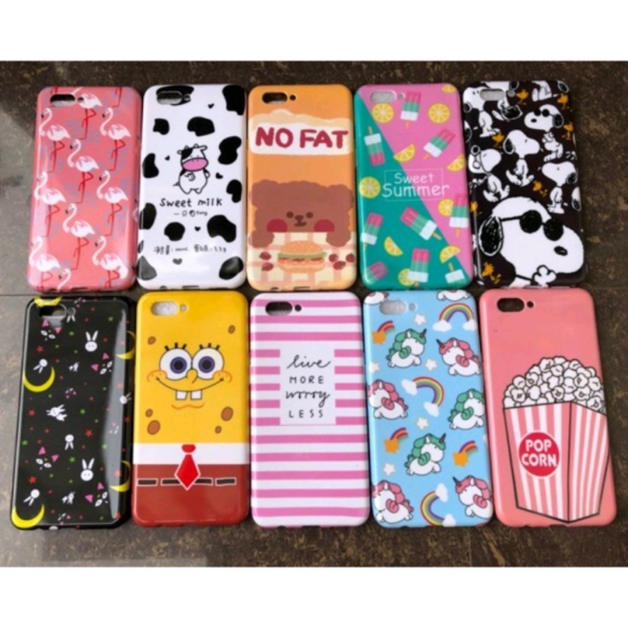 Oppo F5 F7 softcase glossie gambar lucu soft case casing silikon