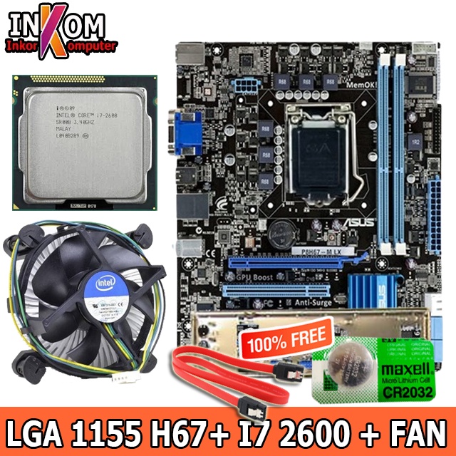 Mainboard Motherboard Mobo H67 LGA 1155 Plus Processor I7 2600