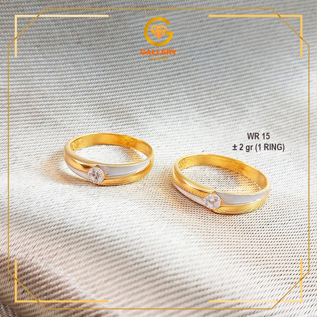 CINCIN KAWIN CINCIN TUNANGAN EMAS TUA KADAR 700 16KARAT (16K) DENGAN BENTUK SIMPLE KODE WR 15 GARIS 