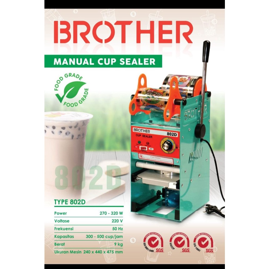 Cup Sealer Mesin Penyegel Segel Gelas Brother 802D