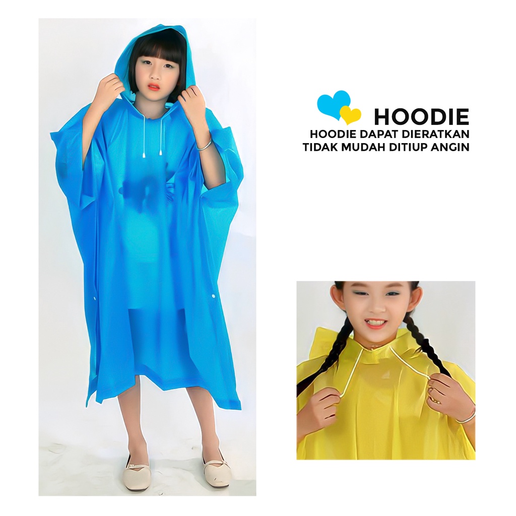 Jas Hujan Ponco Anak Fashionable Korea Transparant Bahan Tebal Anti Bocor -1020