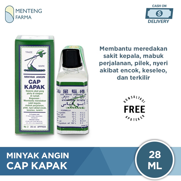 Minyak Angin Cap Kapak 28 mL - Pereda Masuk Angin dan Mabuk Perjalanan