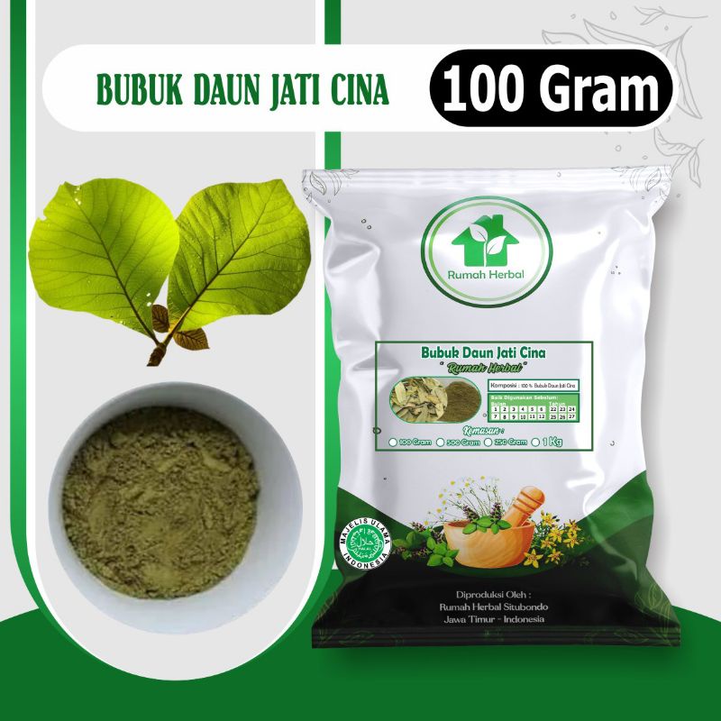

bubuk daun jati Cina murni kemasan 100gram