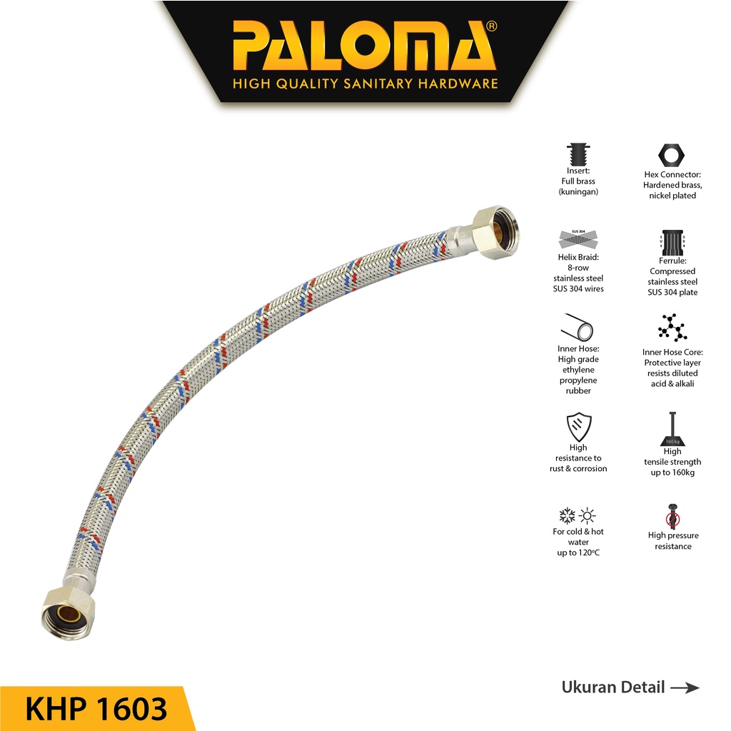 PALOMA Flexible Hose Selang Kran Wastafel Toilet Selang Anyam Rajut KHP 1603 1604 1605 30cm 40cm 50c