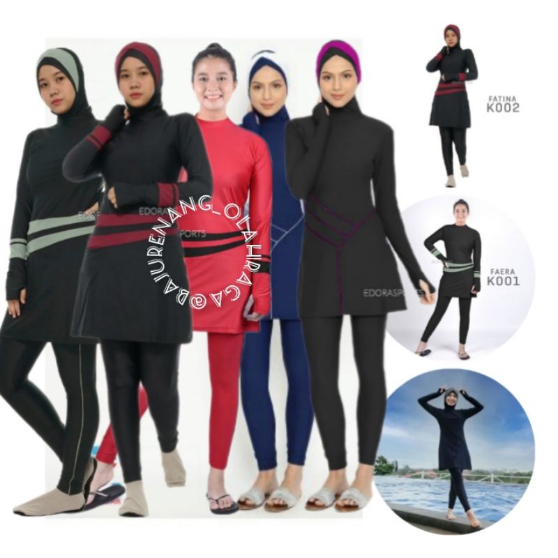 Baju Renang Wanita Muslim Muslimah Edora Slimfit Faera Myra