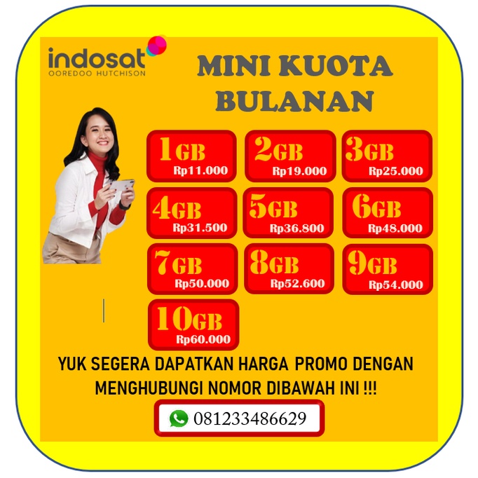 TERMURAH PAKET DATA INDOSAT MINI KUOTA BULANAN 30HR