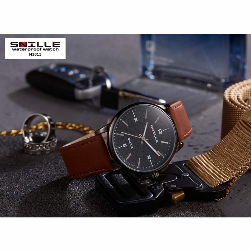 Jam Tangan Snille Kulit N1022 Fashion Pria Kasual Terlaris Bisa COD a