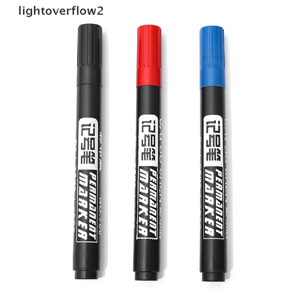(lightoverflow2) 10pcs / Set Spidol Permanen Anti Air Tinta Hitam / Biru / Merah (ID)