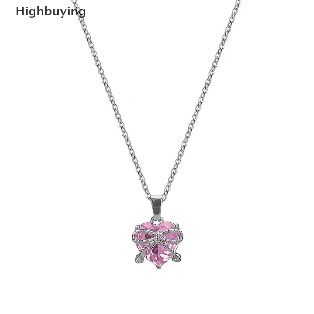 Kalung Rantai Choker Hias Liontin Hati Kristal Mutiara Warna Pink Untuk Wanita Glory