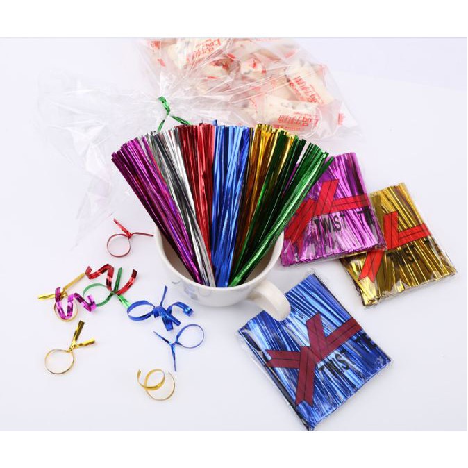 Tali Pita Kawat / Kawat Souvenir Potongan / Twist Tie / Kawat Emas 8cm, 10cm
