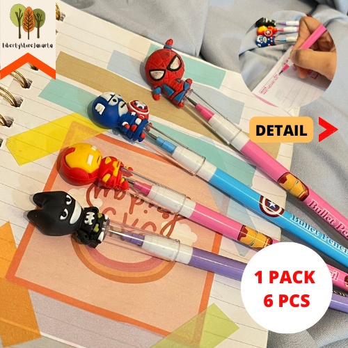 

Pensil Susun Motif Avengers Paket 6 Pcs Pensil Refill Isi Ulang Superhero Stacking Pencil Funny Spiderman Refill Pencil Fancy Best Gift Present For Birthday Event Souvenir Alat Tulis Kantor Sekolah Ready Grosir Kado Ulang Tahun READY COD