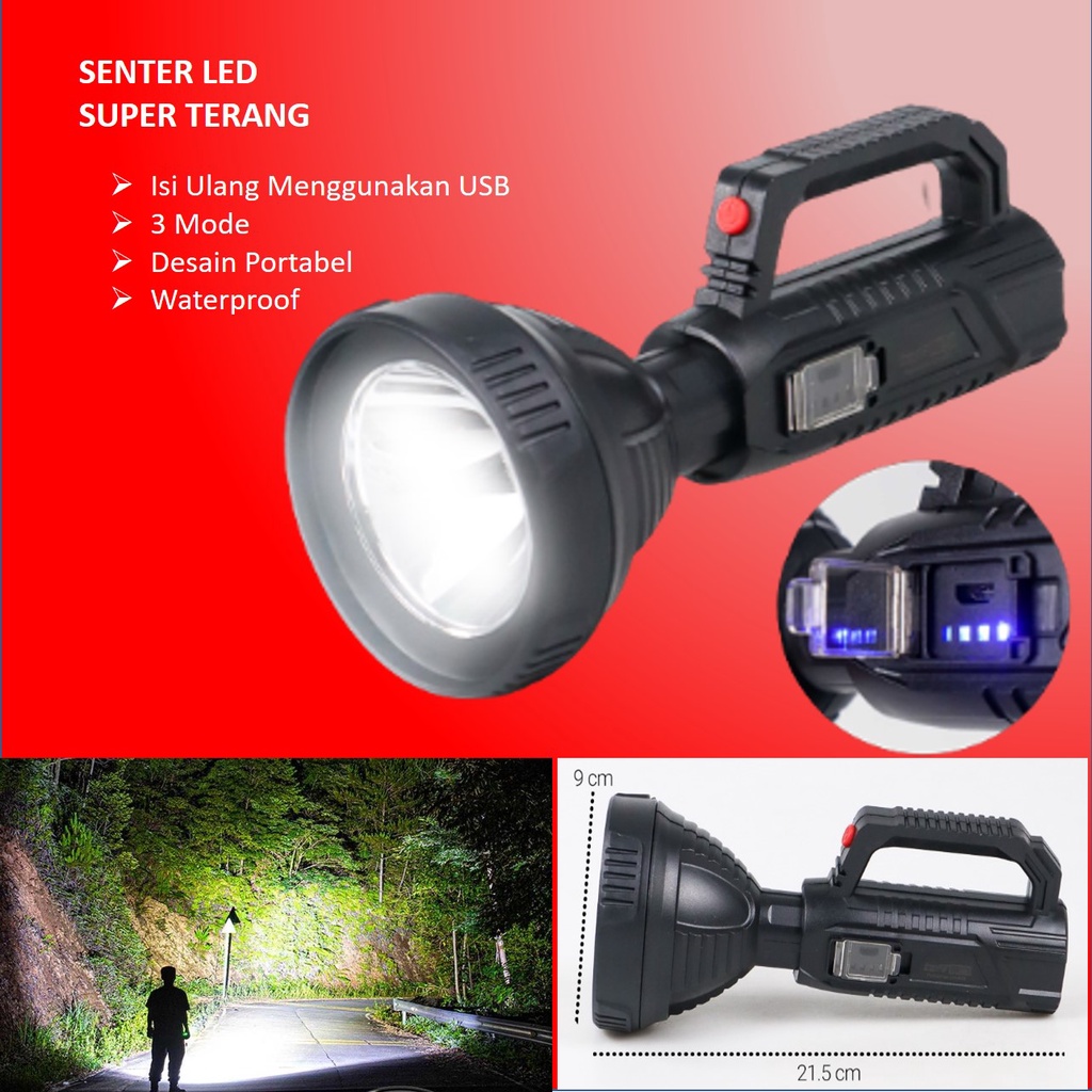 D1 Senter LED Super Terang Jarak Jauh SWAT Cas Mini GZLIDY Senter LED Multifungsi Super Bright Recha