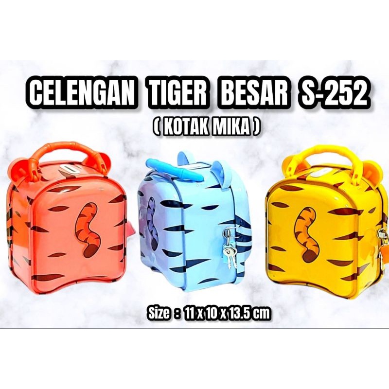 Celengan Tiger Besar Kaleng Fancy Dengan Kunci Gembok