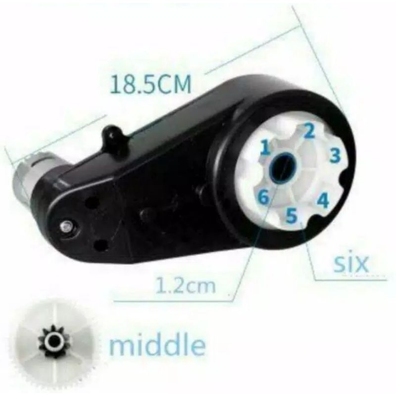 Gearbox Dinamo RS550 12V/6V Bintang 6 Mobil mainan aki anak.