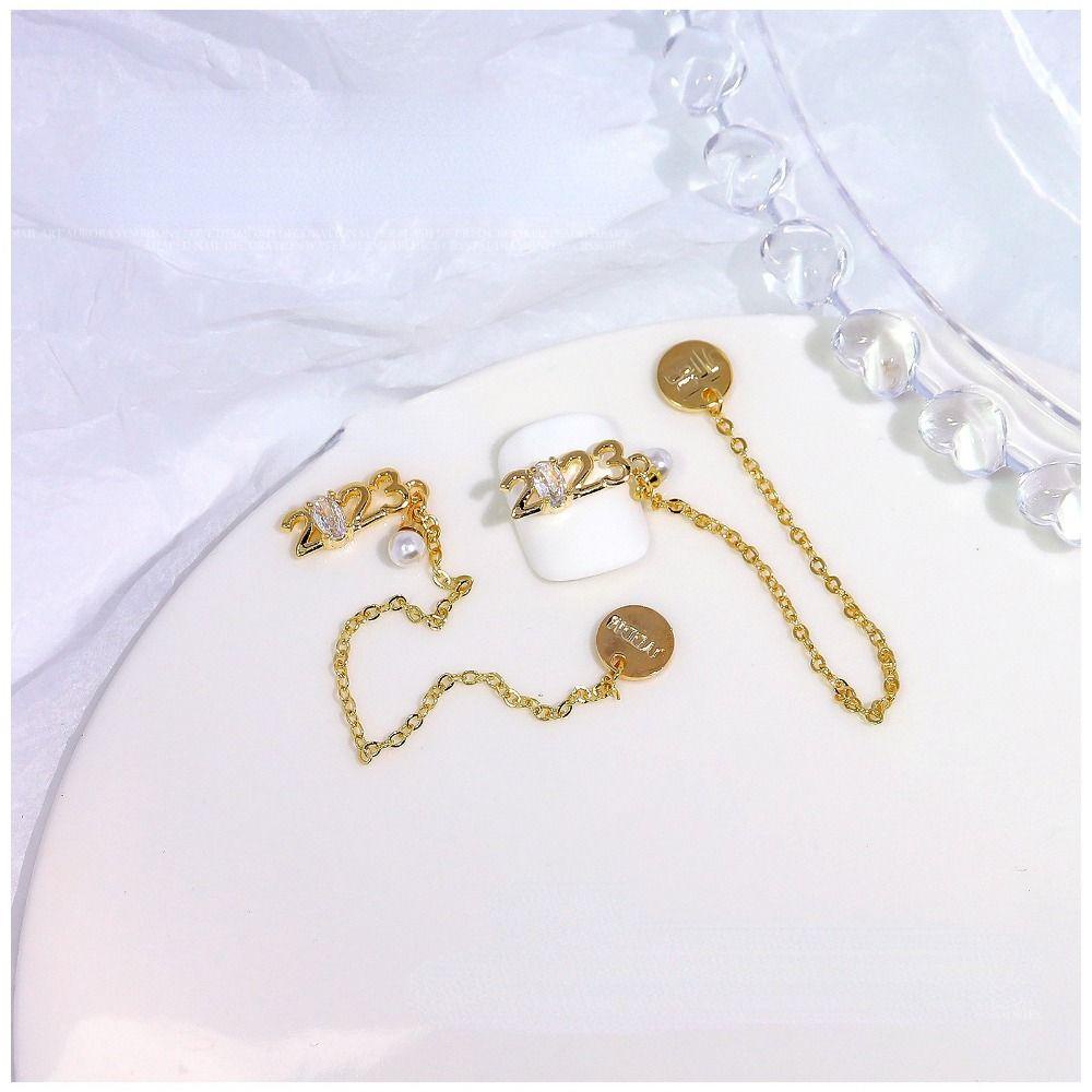 AUGUSTINA Agustina 2023hiasan Kuku Berlian Zirkon Hiasan Kuku Manikur Aksesoris Bagian Kuku 3D Permata Wanita Perhiasan Kuku