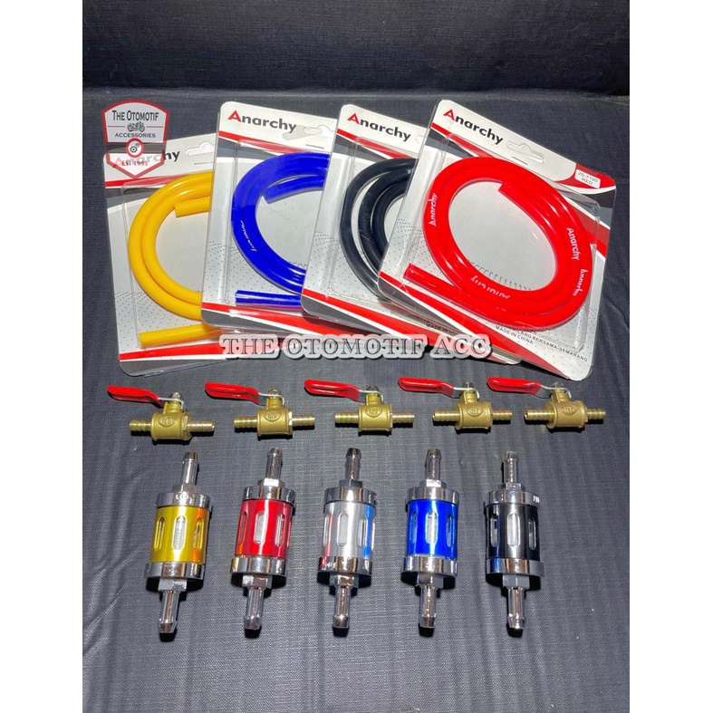 PAKET Selang Bensin Baros + Filter Saringan Bensin + Kran Bensin Kuningan Untuk Semua Jenis Motor