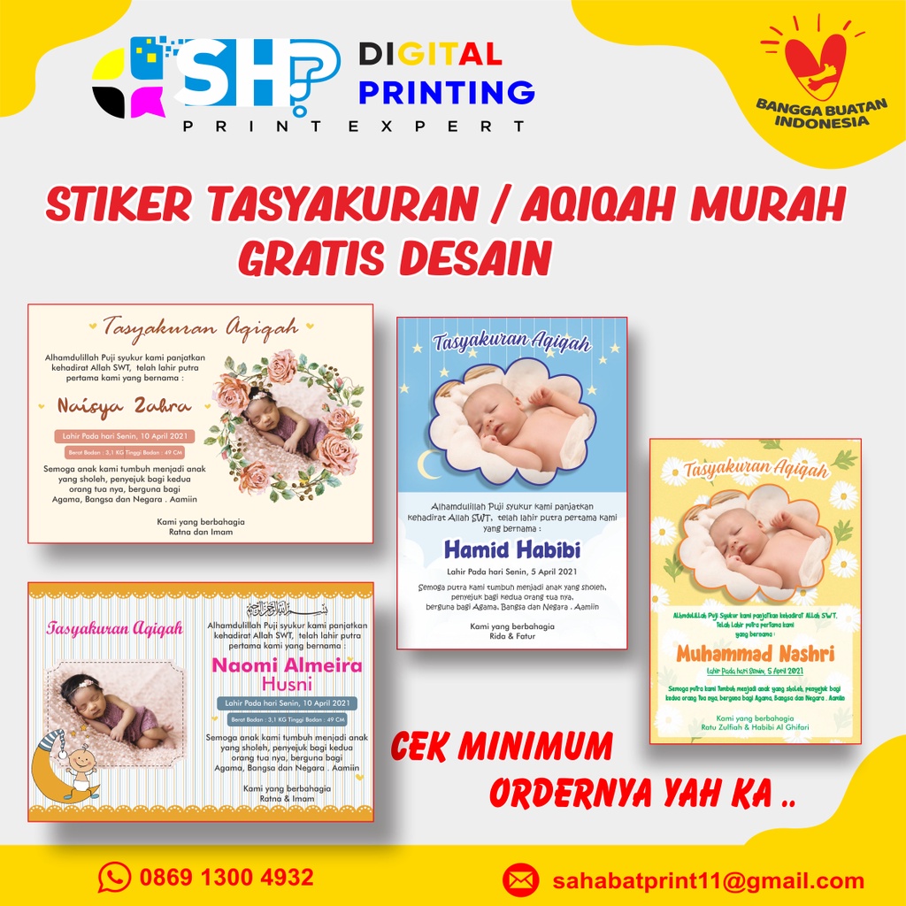 Jual Cetak Kartustiker Tasyakuran Aqiqahsyukuran Khitanan Free Design Shopee Indonesia 0388