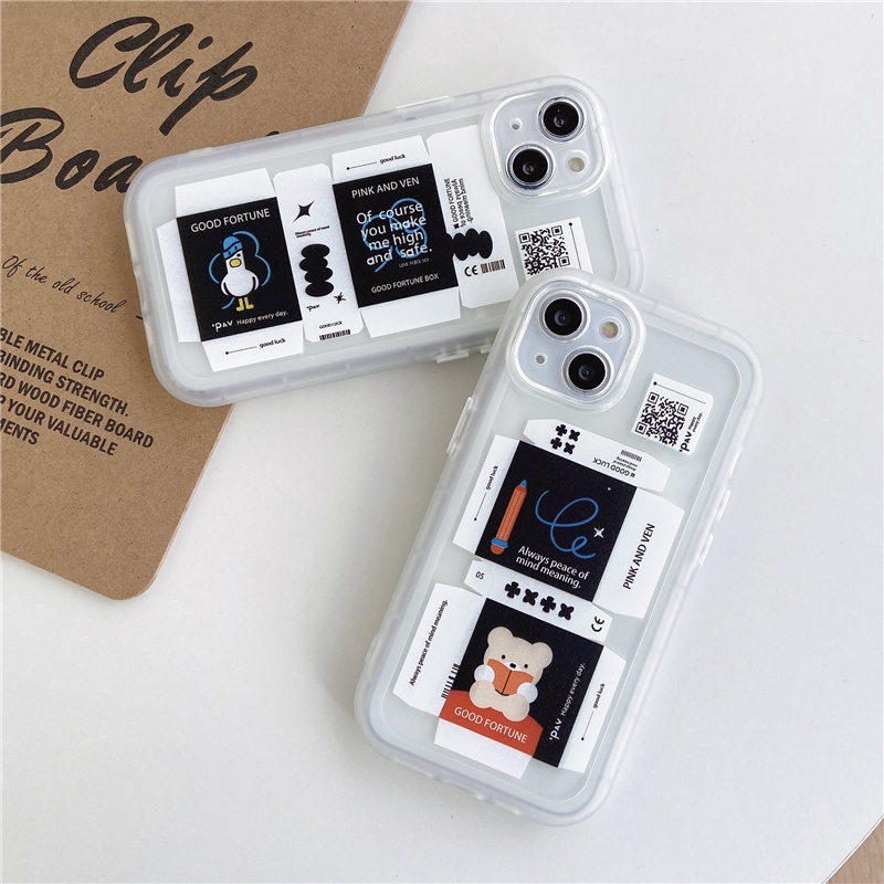 Soft Case TPU Shockproof Motif Beruang Kecil Untuk IPhone 13 12 11 Pro Max X Xs Max XR 8 7 Plus