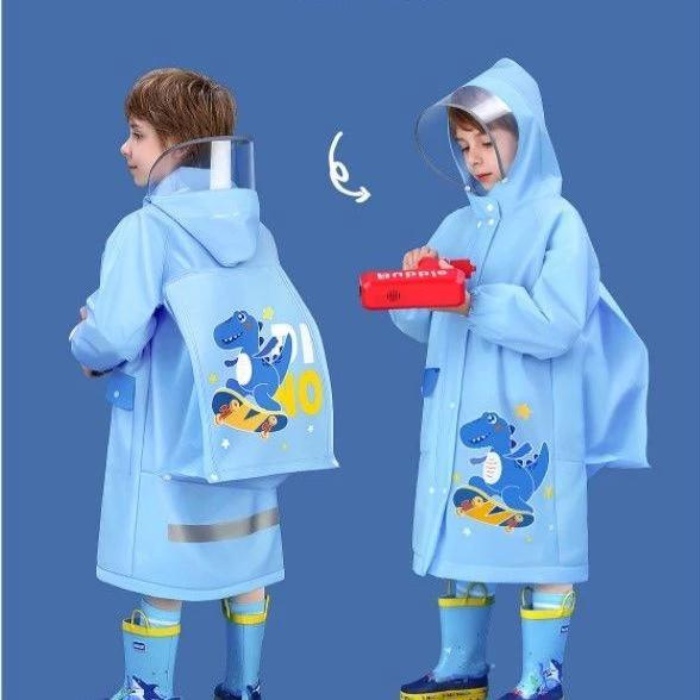 JAS HUJAN ANAK LAKI LAKI KOREA MANTEL COWOK RAINCOAT KIDS MOTIF BIRU KUCING USIA 3-12 TAHUN YW21