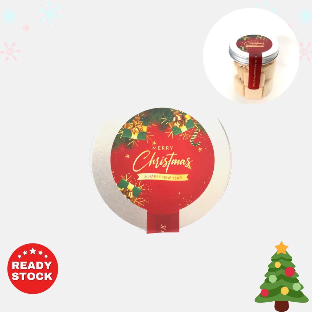 Sticker segel toples box hampers natal christmas xmas 6,5 x 15 cm ecer