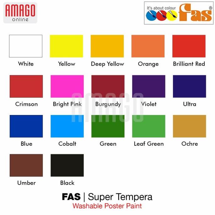 

FAS - SUPER TEMPERA WASHABLE POSTER PAINT - 500 ml - PILIH WARNA