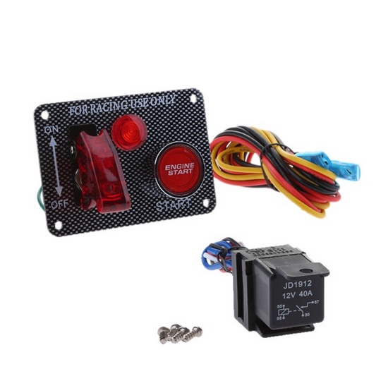 Mobil Balap 12V LED Toggle Ignition Switch Panel Engine Start Push