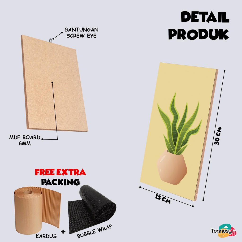 TENNESY HIASAN DINDING TANAMAN BOTANICAL AESTETIK PASTEL 15X30CM WALL DECOR PAJANGAN KAYU POSTER DEKORASI DINDING RUMAH KAMAR TIDUR