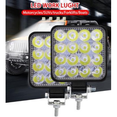 2pcs lampu tembak motor mobil truk Sorot LED Worklight 16Mata 48Watt 12V-24v