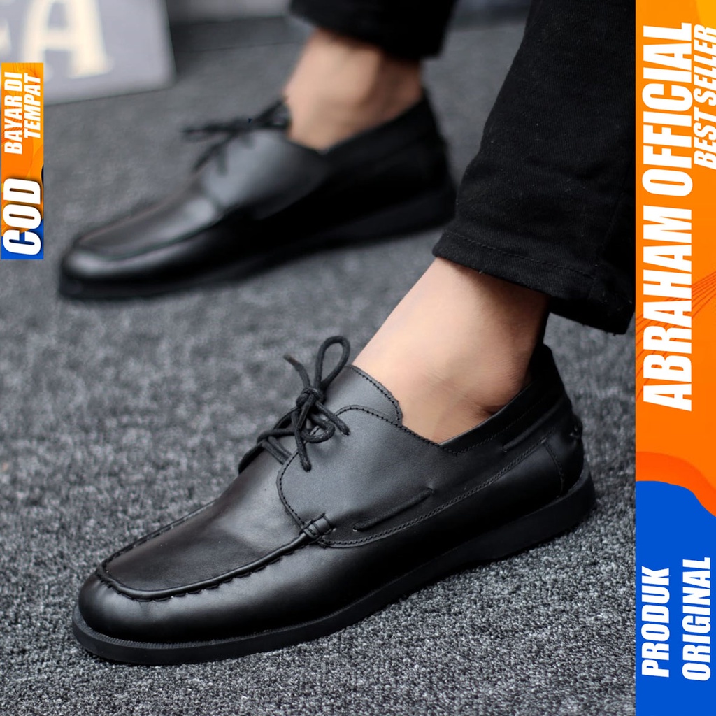 Sepatu Pantofel Kulit Asli Hitam Formal Kerja Kantor Pria Abraham Domin