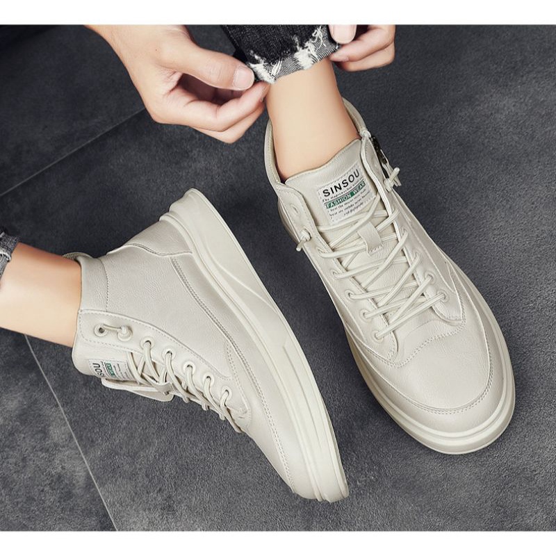 Sepatu Hight putih cream Sinsou 39-43 Sneakers Kasual Pria Wanita outdoor hangout murah fashion keren Medan