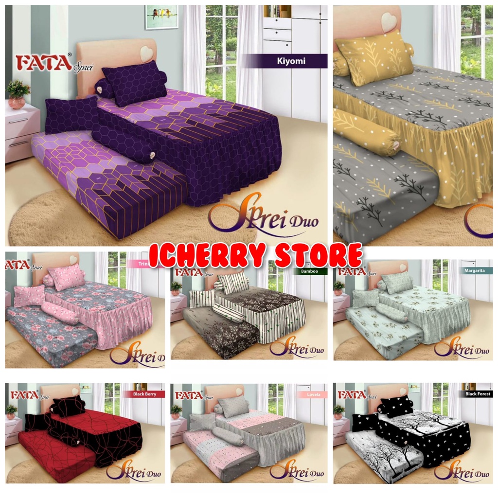 Set 3in1 Sprei Fata 3D Sorong Duo 2in1 Rumbai Single 120x200 Motif Lovela, Doraemon Diving, BTS BT21