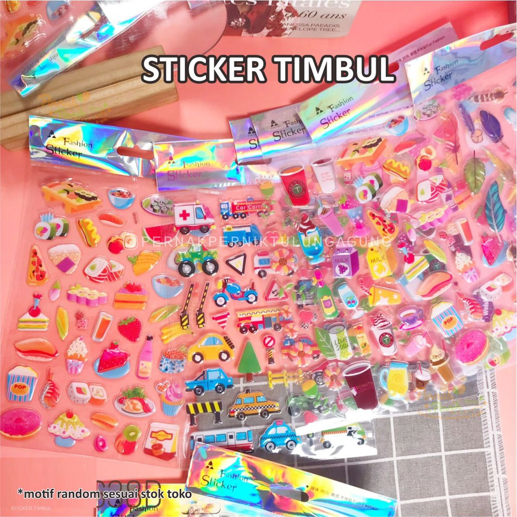 

Sticker Timbul - Sticker Hiasan botol, tumblr, Journaling Aestetic aneka motif