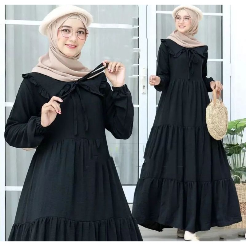 HEERA DRESS CRINGCLE AIR FLOW/PAKAIAN WANITA KEKINIAN 2022 TERLARIS/PAKAIAN MUSLIMAH JUMBO TERPEPULE2022R TAHUN/GAMIS CRINKLE TERBARU 2022/DRESS MUSLIMAH TERLARIS BAHAN CRINKLE AIR FLOW /LONG DRESS