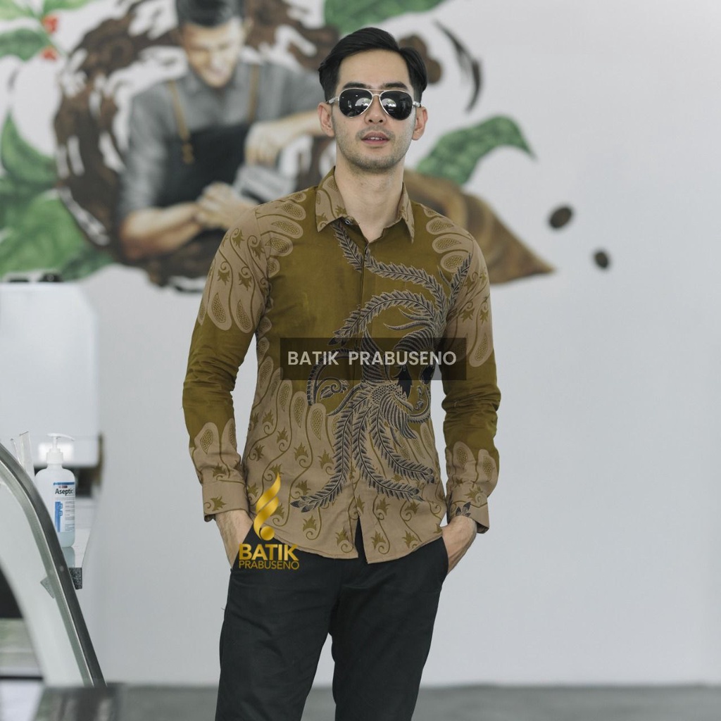 WIROSABRANG HEM KANTOR BATIK PRIA PRABUSENO 100% ORIGINAL BAJU MODERN LENGAN PANJANG SLIMFIT KATUN P