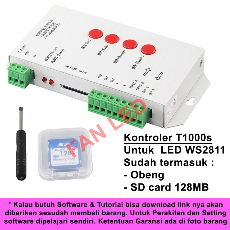 Kontroler LED WS2811 WS2812 T1000 T1000S + SDCard + CD Installer