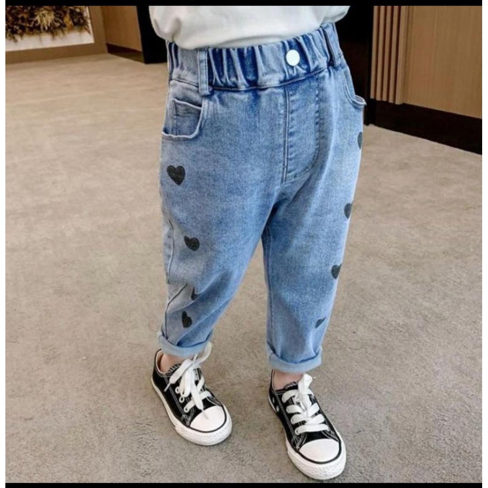 CELANA JEANS PANJANG/JEANS LOVE TERBARU/BAWAHAN ANAK/CELANA DENIM 1-5 TAHUN
