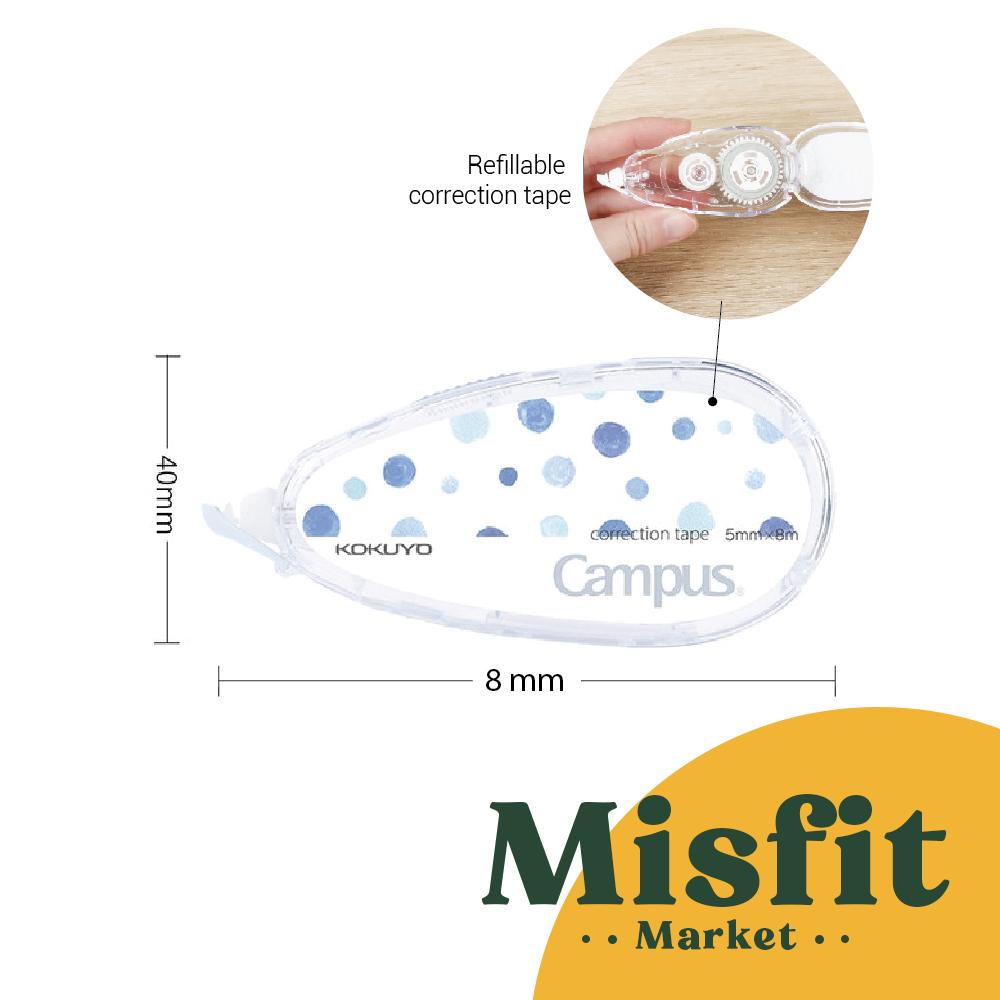 

D3W! Kokuyo Campus Base Color Correction Tape 5mm x 8m Tip Ex Isi Ulang Pita Koreksi Watercolor