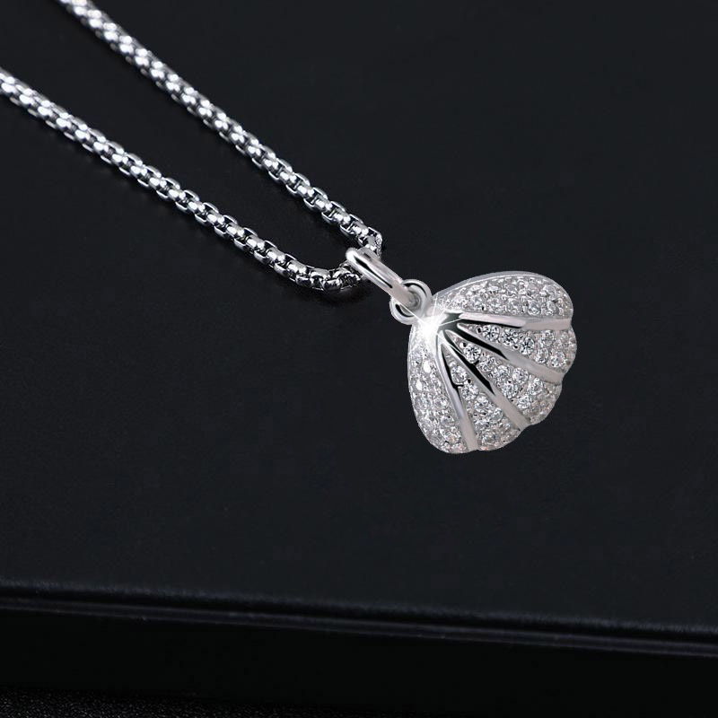 Shell titanium steel necklace feminine scalloped pearl pendant necklace