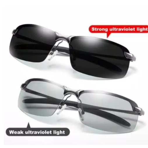 Ready Stock Kacamata RH34 Kacamata UV 400 Photochromic Polarized Anti Silau Siang Dan Malam Sunglass Fotosensitif