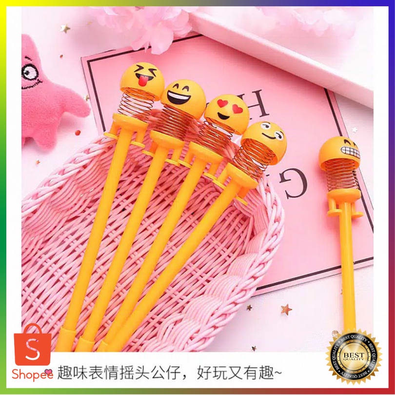 

Terlaris Pulpen Gel Mantul Emoji Doll Per Shake Head Emoji Spring Doll Emoticon GBU1885 Terlaris