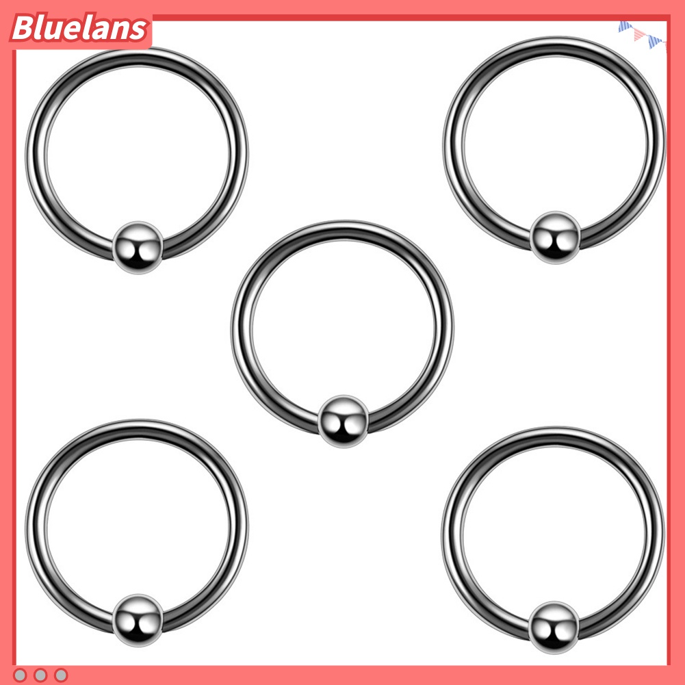 60pcs / Set Cincin Tindik Bibir Alis Kuku Hidung Bahan Stainless Steel Untuk Unisex