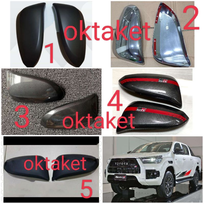 cover spion All new Hilux 2016 2018 2020 2022 Hitam Chrome Carbon Glossy Gr Sport Carbontivo