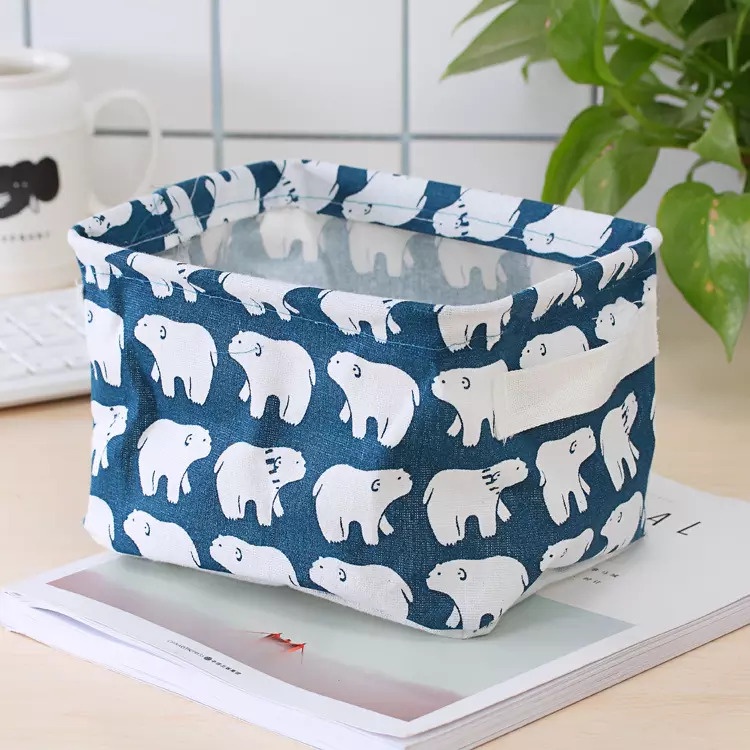 Storage Box Organizer Keranjang Kain Motif Perlengkapan Rumah Tas Tempat Penyimpanan Desktop Kotak Hanging Bag Box Canvas Multifungsi TERMURAH TERLARIS