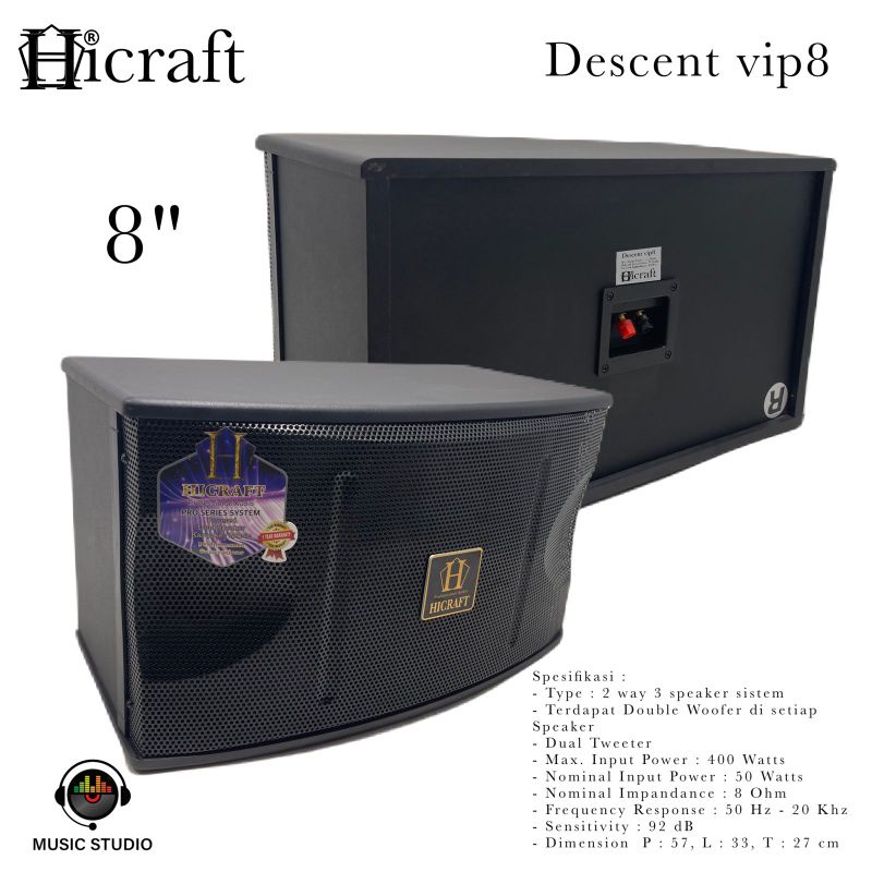 Speaker Karaoke Pasif 8 Inch HICRAFT DESCENT VIP 8, Sound 2 Unit