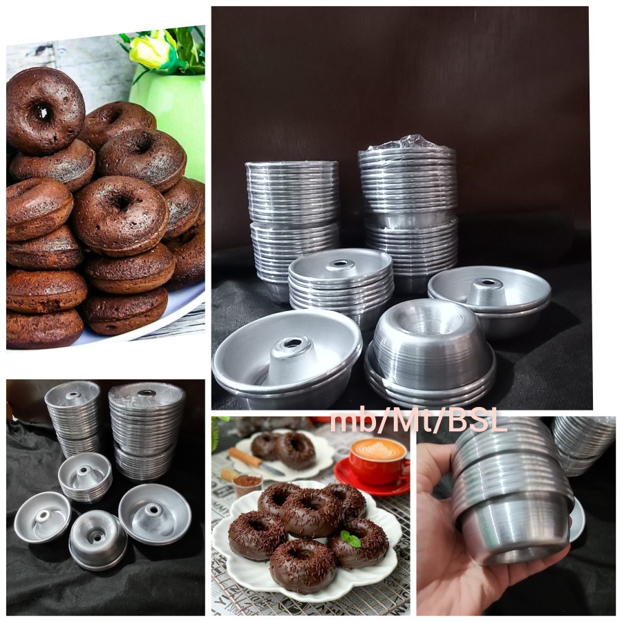 12Pcs Cetakan Donat Cair Brownis Dasar Bulat Loyang Tulban Pulde Mini