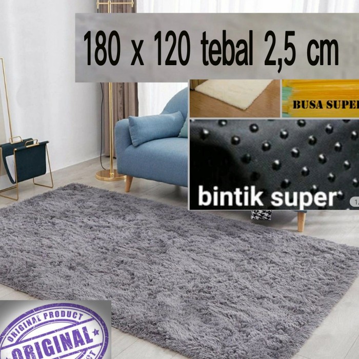 KARPET BULU 180 x 120 TEBAL 2,5 CM KARPET BULU RASFUR ANTI SLIP SUPER MURAH kamar tidur karakter ber