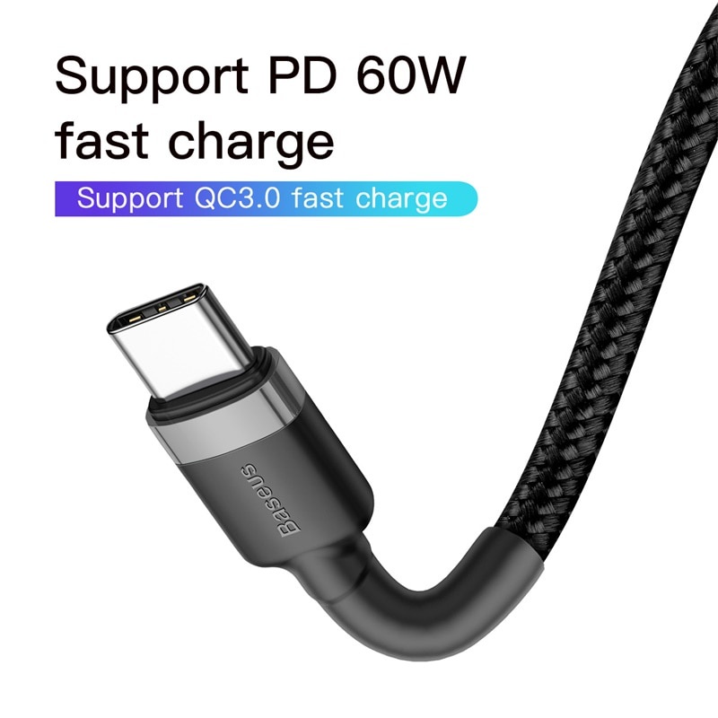 KABEL DATA TYPE C BASEUS FAST CHARGING TO  TYPE C PD 2.0 60W FAST CHARGE 20V 3A 1M ANDROID SAMSUNG OPPO VIVO XIAOMI