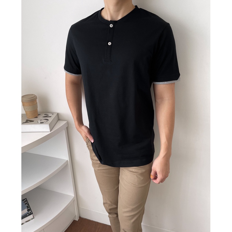 Kadaka MT-0153 Tshirt Pria Kaos Detail Kancing Variasi Sleeve Comfy